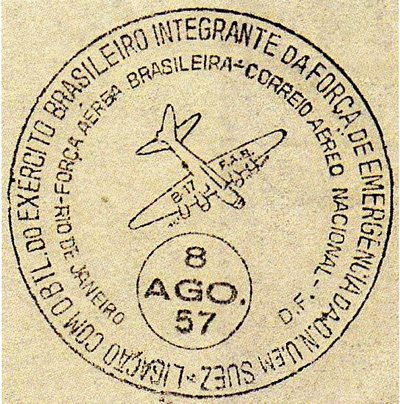 Cachet de départ du Brésil du courrier pour le contingent brésilien de l'UNEF