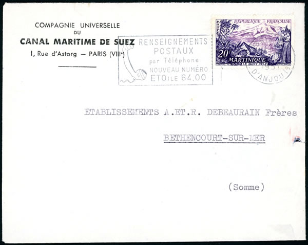 Lettre de la compagnie  universelle du canal de Suez