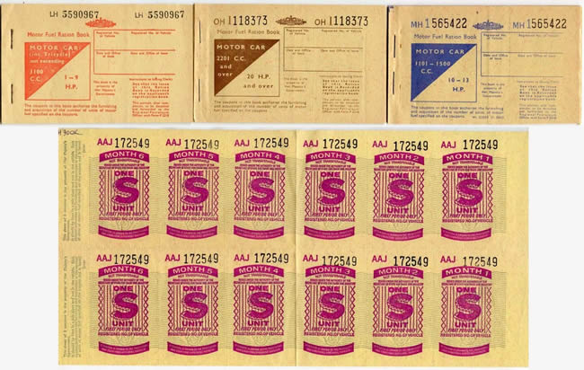 Coupons de rationnement d'essence en Grande-Bretagne