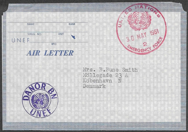 Aérogramme de Danor UNEF