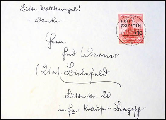 Timbre Helft Agypten sur lettre ayant voyagé