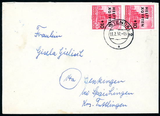 Timbre de DDR Helft Agypten en paire sur lettre nature