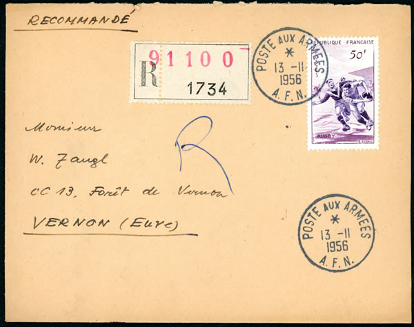 lettre recommandée du SP 91100 expédition de Suez