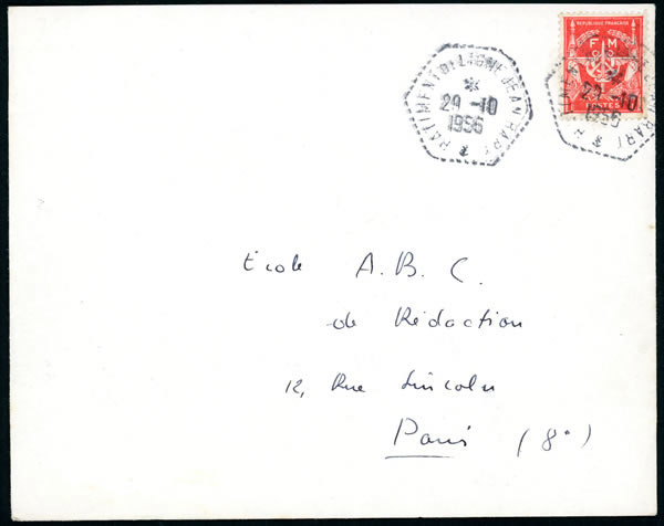 Timbre-à-date du Batiment de ligne Jean Bart 1956