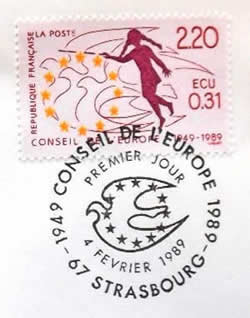 Timbre de szervice commémorant le 40ème anniversaire du Conseil de l'Europe