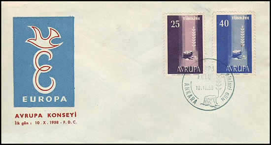 FDC Conseil de l'Europe Turquie 1958