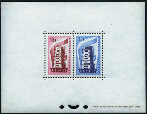 Bloc Europa 1956 dentelé