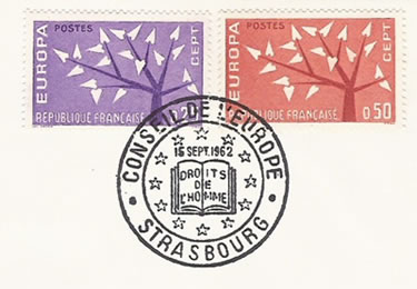 Conseil de l'Europe oblitération droits de l'Homme 1962