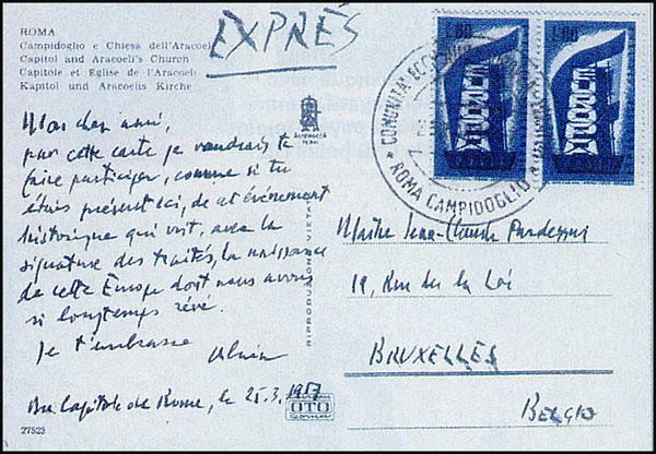 CP avec oblitération traité de Rome 1957