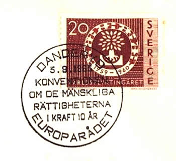 10ème anniversaire de la Convention Européenne des Droits de l'Homme Suède