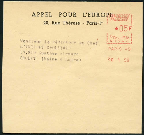 Bande du journal Appel pour l'Europe