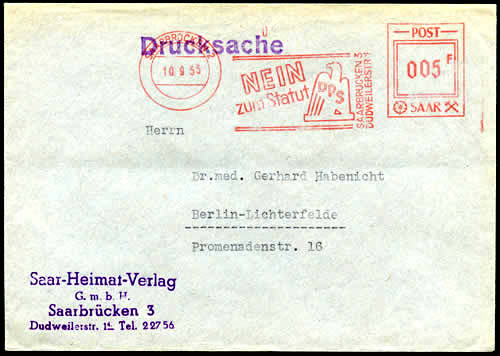 Propagande pour le non au référendum Sarrois