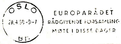 Oblitération Conseil de l'Europe Oslo 1958
