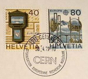 CERN Timbre à date sans symbole nucléaire
