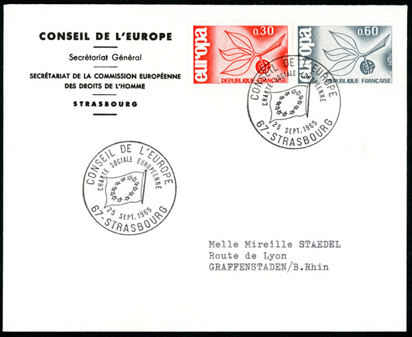Oblitération Charte sociale Européenne 1965