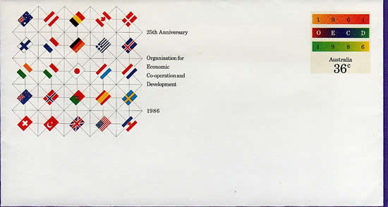 Entier d'Australie émis pour le 25ème anniversaire de l'OCDE