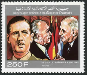 Timbre des Comores de gaulle Adenauer septembre 1962