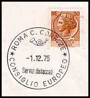 Oblitération session du Conseil de l'Europe à Rome 1975