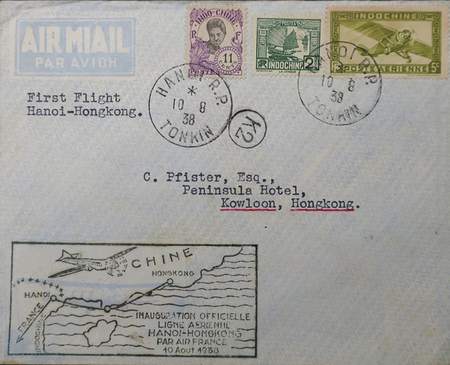 Inauguration ligne Hanoi Hong-Kong 10 août 1938