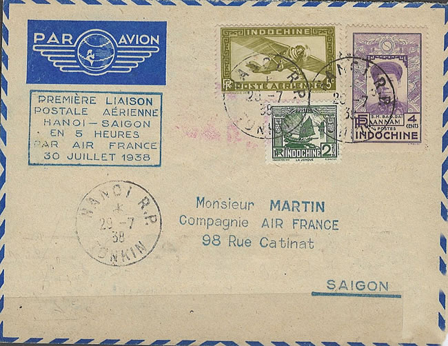 Premier vol Hanoi Saigon en cinq heures 30 juillet 1938