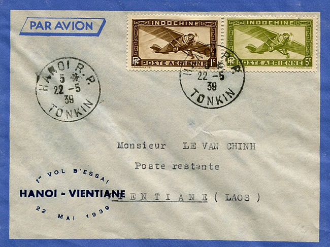 Premier Vol Hanoi Vientiane 22 mai 1939