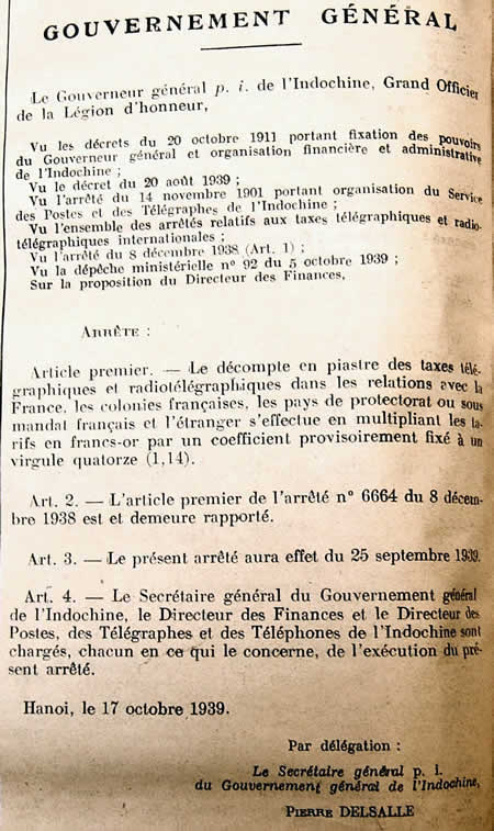 fixation taux de change de la piastre
