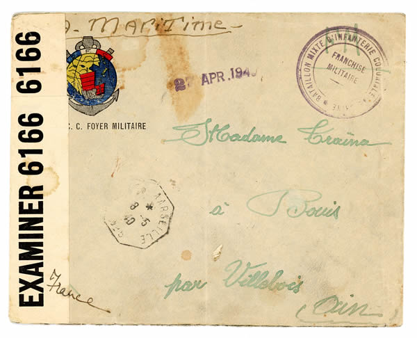 Lettre de Shanghai pour l zone non-occupée détournée vers l'est en juin 1940