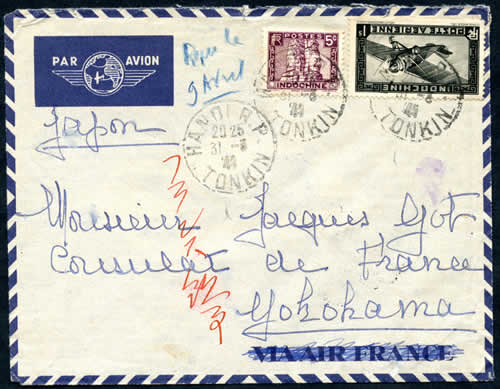 Lettre Hanoi pour Yokohama 5-10g