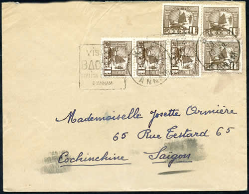 Daguin BACH MA sur lettre affranchie à 6 cts