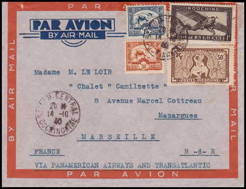 Avion Indochine Marseille 1$95 voie USA