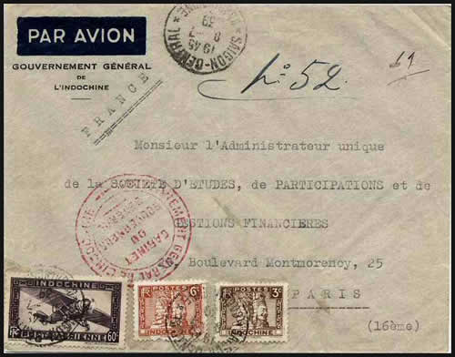 Lettre 5-10g par avion 1939