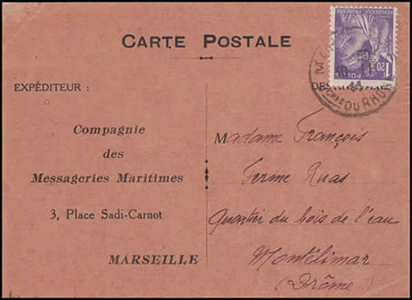 Carte des Messageries Maritimes