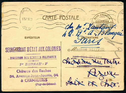 Carte de service du centre militaire de Chamalières