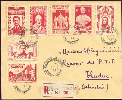 Timbres rouges sur lettre philatélique