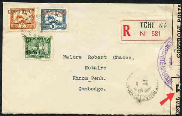 Censure F de Kouang Tcheou tarif 45cts