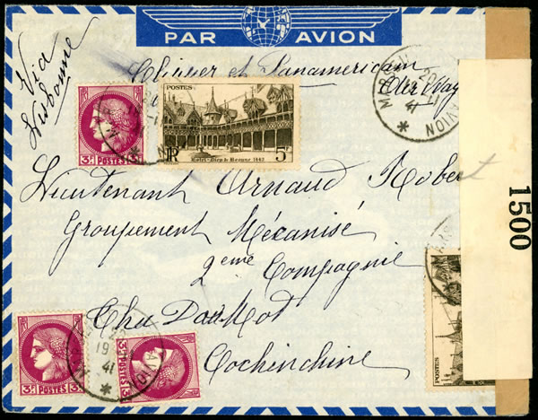 Lettre pour l'Indochine stoppée par Pearl Harbor