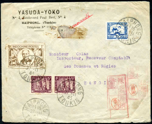 Lettre censurée de Haiphong pour Hanoi