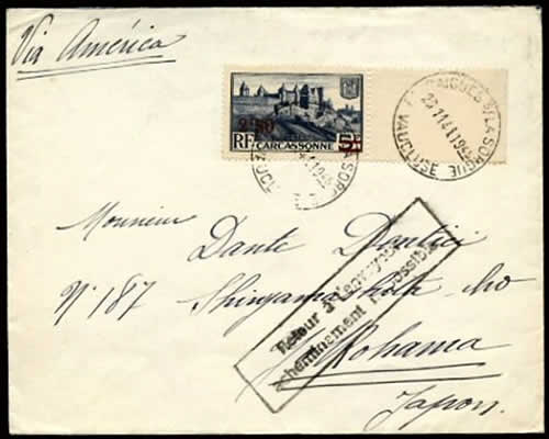 Lettre retournée en raison de Pearl Harbour 