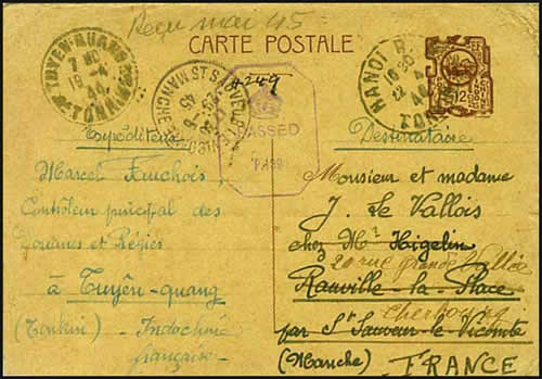 Dernière carte arrivée en Indochine