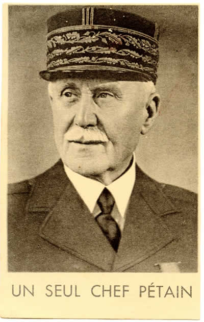 Message radio sur carte Pétain