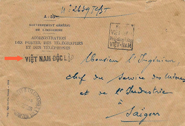 Flamme Indépendance du 2-8-45 Saigon