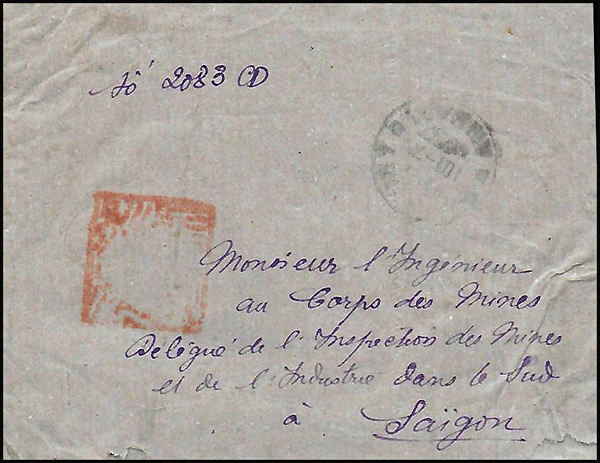 Lettre d'Annam avec marque de controle japonaise juillet 1945