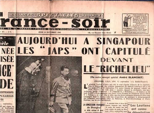 Leclerc présent à la réddition des Japonais à Singapour