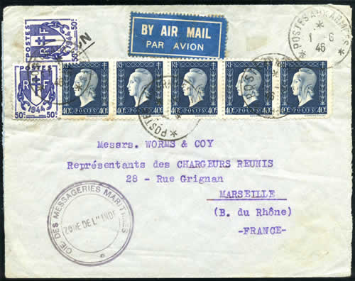 Lettre des Messageries Maritime Zone de l'inde