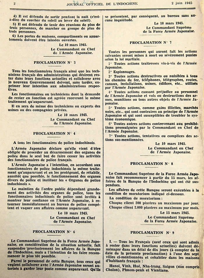 Proclamations japonaises page 2 du J.O.