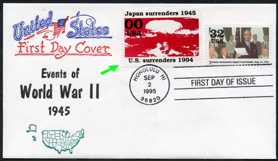 Vignette de protestation contre la suppression du timbre hiroshima