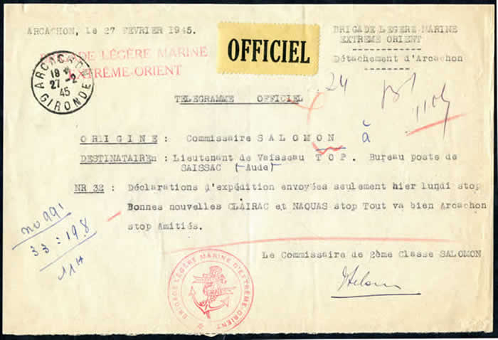 Télégramme officiel BLMEO