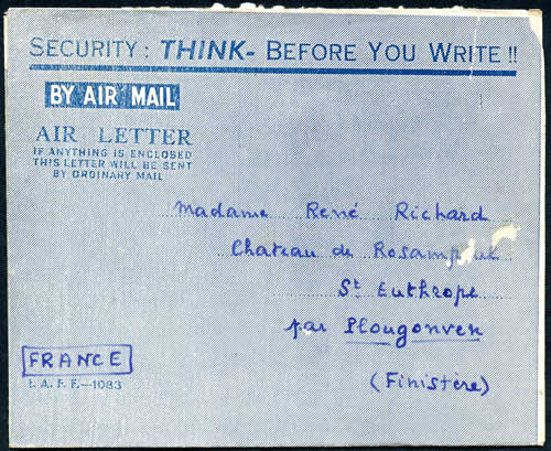 aérogramme et cachet définitif