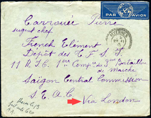 Courrier de France via Londres