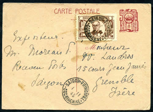 Entier 8cts avec aff complémentaire